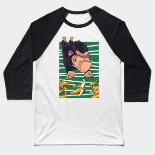 Cute Funny Monkey Eating Banana Artwork Baseball T-Shirt